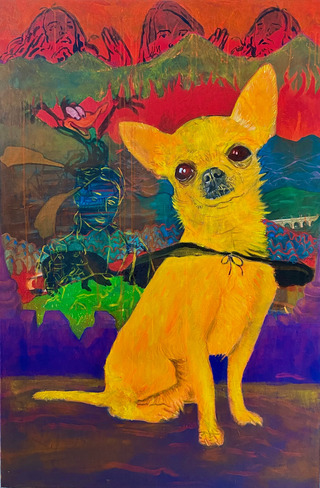 chichi, duckduck and paris. acrylic on canvas. 80x120.