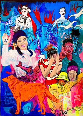 siam sisters. acrylic on canvas. 100x140 cm.